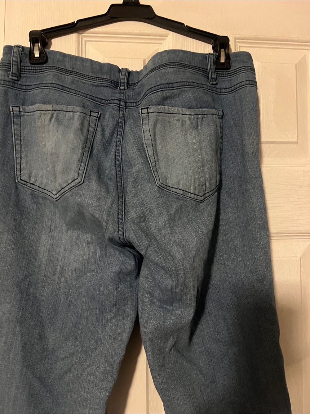 Vintage Rebel Light Blue Flare Jeans — Distressed Women's bell bottom - Picture 4 of 7